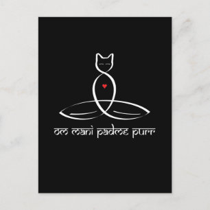 Om Mani Padme Purr - Sanskrit stil text. Vykort