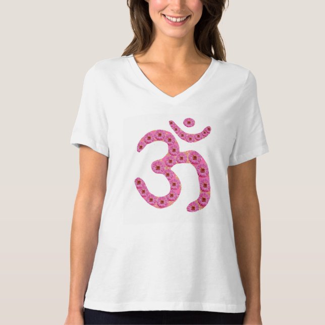 Om-MANTRA - baserad blommagirland T Shirt (Framsida)