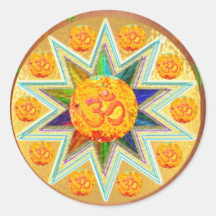 OM Mantra : CHANT Högt GAYATRI, i hjärtat SAVITRI Runt Klistermärke