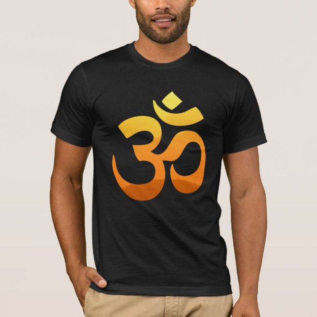Om Mantra Guld Sol Meditation Yoga Front Design T Shirt (Framsida)
