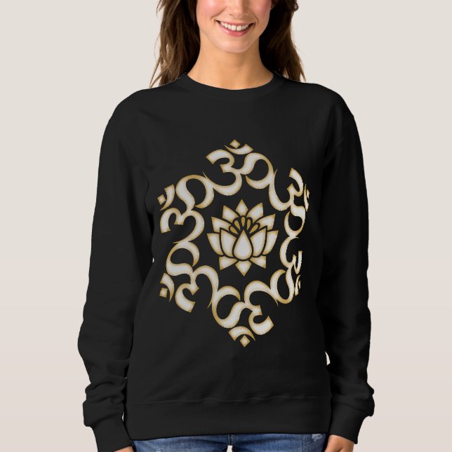 Om Mantra Mandala Lotus Flower Buddhism Yoga Symbo T Shirt (Framsida)