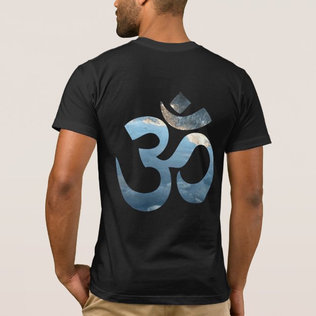 Om Mantra Meditation Yoga Manar Front and Back T Shirt (Baksida)