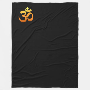 Om Mantra Symbol Blanket Guld Sol Meditation Yoga Fleecefilt
