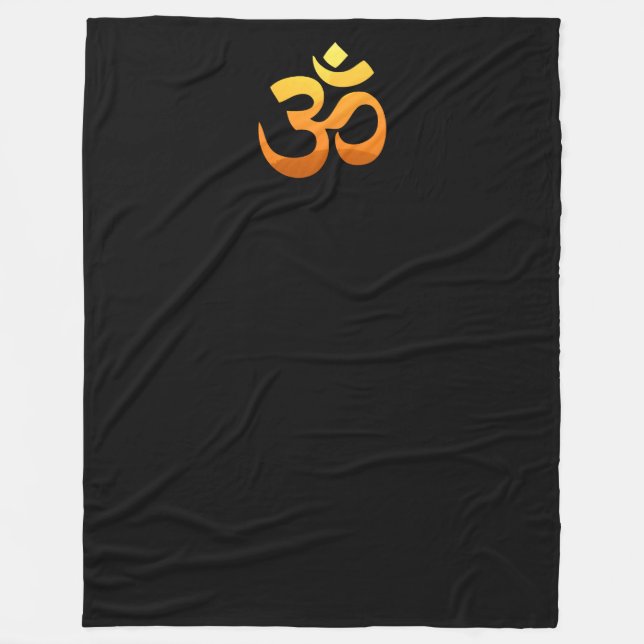 Om Mantra Symbol Guld Sol Meditation Yoga Fleecefilt (Framsidan)
