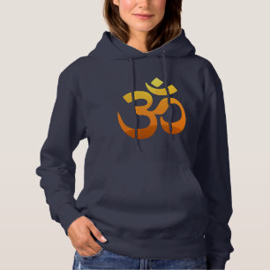 Om Mantra Symbol Guld Sol Yoga Womens Navy Blue T Shirt
