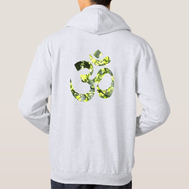 Om Mantra Symbol Manar Ash Grått Dubbla Sided Hoodie (Baksida)