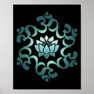 Om, Mantra, Symbol, Mandala, Lotusblomma, Buddhism Poster