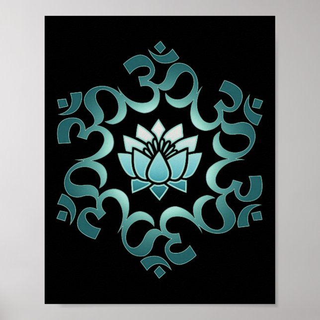 Om, Mantra, Symbol, Mandala, Lotusblomma, Buddhism Poster (Framsidan)