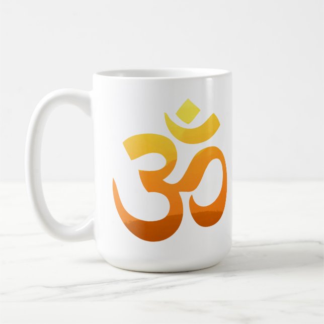 Om Mantra Yoga Guld Sol Meditation Symbol Kaffemugg (Vänster)