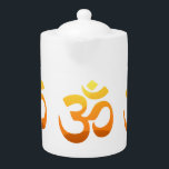 Om Mantra Yoga Symbol Guld Sol Asana Slappna av<br><div class="desc">Om Mantra Yoga Symbol Guld Sol Asana Slappna av i Orangen för Gult av Fitness Meditation,  inspirationell Elegant Sunrise Tekanna.</div>