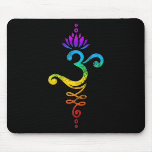Om-mantra, yoga, symbol, lotusblomma, regnbåge, Ch Musmatta