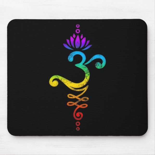 Om-mantra, yoga, symbol, lotusblomma, regnbåge, Ch Musmatta (Framsidan)