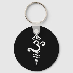 Om Mantra Yoga-symbol med lotusblomma och Unalom Nyckelring