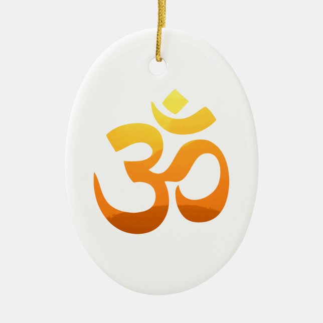 Om Mantra Zen Yoga Symbol Asana Guld Sol Slappna a Julgransprydnad Keramik (Framsidan)