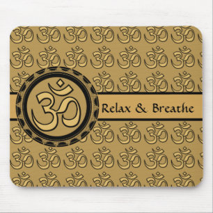 Om-meditationen guld- Mousepad kopplar av & andas Musmatta