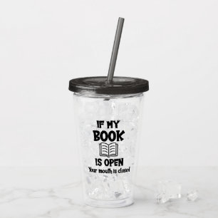 Om min Bok är öppen är munnen stängd. Take Away Mugg