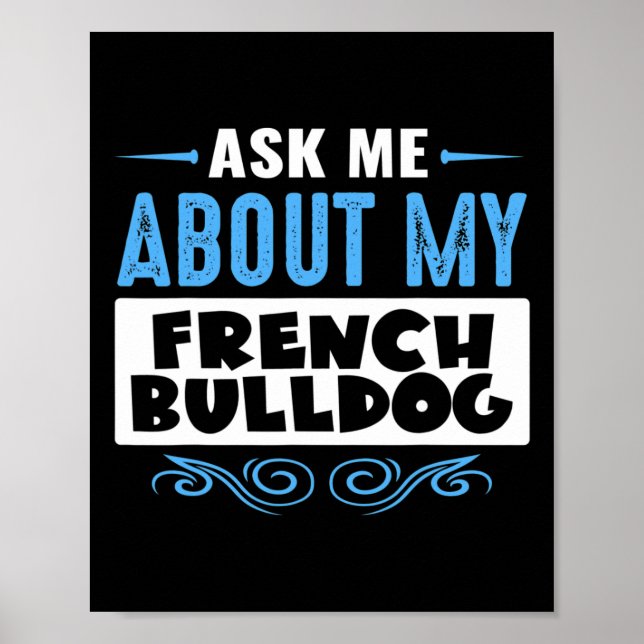 Om Min Fransk Bulldog (blå textversion) Poster (Framsidan)