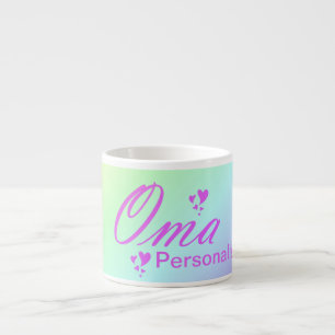 om, mormor, rosa av text, anpassa espressomugg