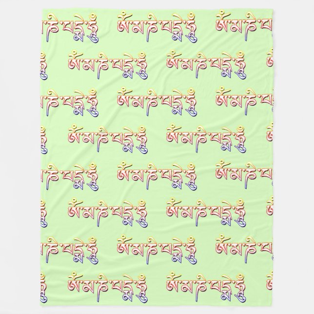 OM MORSA NI PADME HUM - Tibetansk sanskrit Mantra  Fleecefilt (Framsidan)