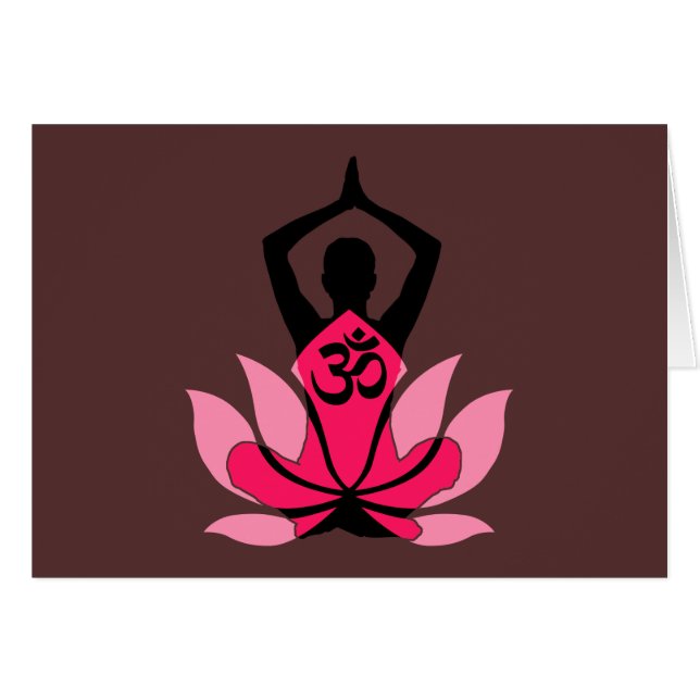 OM Namaste Andlig Lotus Flower Yoga i Umber Hälsningskort (Framsidan Horizontal)