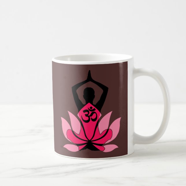 OM Namaste Andlig Lotus Flower Yoga i Umber Kaffemugg (Höger)
