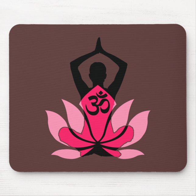 OM Namaste Andlig Lotus Flower Yoga i Umber Musmatta (Framsidan)