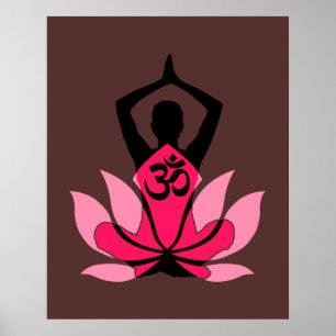 OM Namaste Andlig Lotus Flower Yoga i Umber Poster