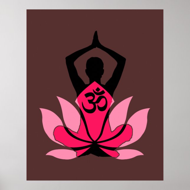 OM Namaste Andlig Lotus Flower Yoga i Umber Poster (Framsidan)