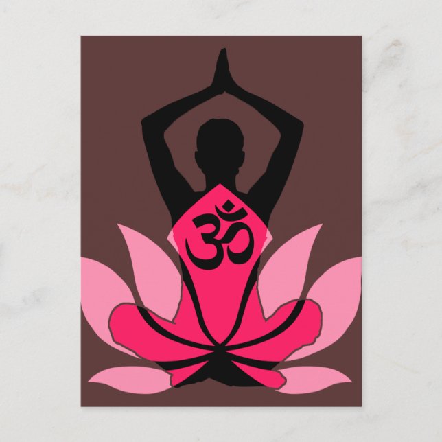 OM Namaste Andlig Lotus Flower Yoga i Umber Vykort (Framsida)