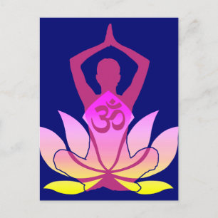 OM Namaste Andlig Lotus Flower Yoga på Blue Vykort