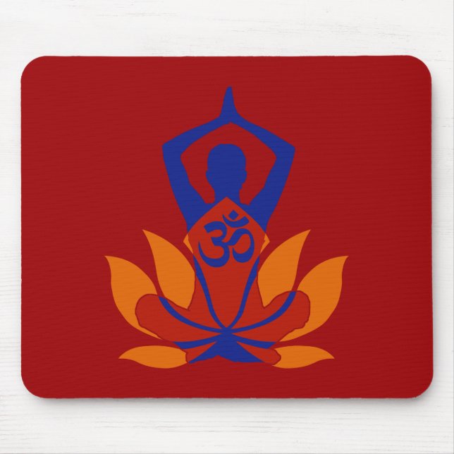 OM Namaste Andlig Lotus Flower Yoga på Crimson Musmatta (Framsidan)
