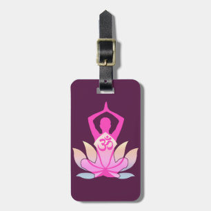 OM Namaste Andlig Lotus Flower Yoga på Lila Bagagebricka