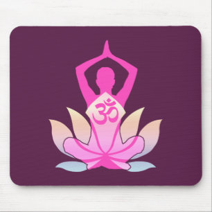 OM Namaste Andlig Lotus Flower Yoga på Lila Musmatta