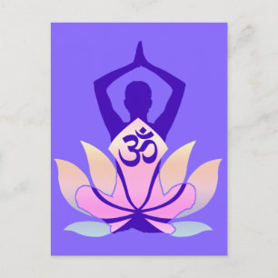 OM Namaste Andlig Lotus Flower Yoga på Mauve Vykort