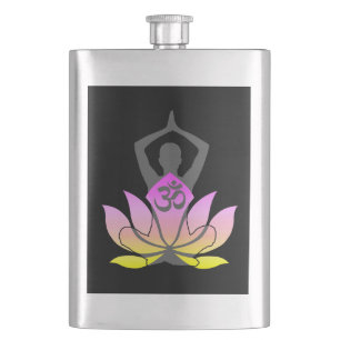 OM Namaste Andlig Lotus Flower Yoga Pose Fickplunta