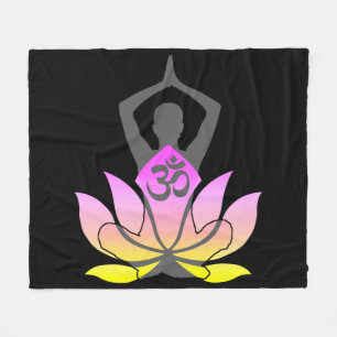 OM Namaste Andlig Lotus Flower Yoga Pose Fleecefilt