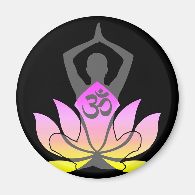 OM Namaste Andlig Lotus Flower Yoga Pose Magnet (Framsidan)
