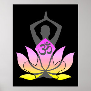 OM Namaste Andlig Lotus Flower Yoga Pose Poster