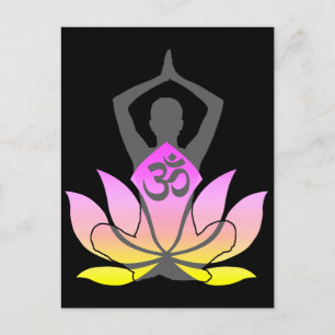 OM Namaste Andlig Lotus Flower Yoga Pose Vykort