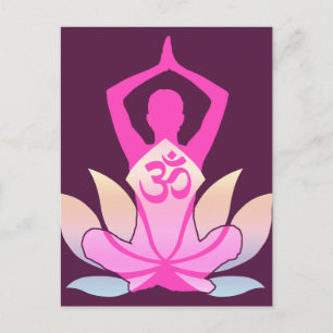 OM Namaste Andlig Lotusblomma Yoga på Plommon Vykort
