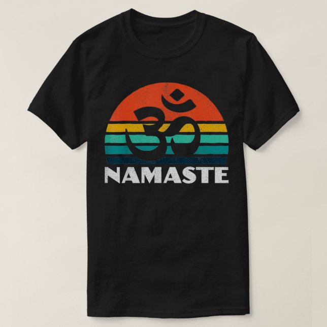 Om Namaste Retro Meditation Workout Eercise Yoga L T Shirt (Design framsida)