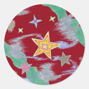 om nattjulstarna Stickers Runt Klistermärke