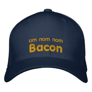 OM NOM NOM BACON Kärlek Broderad Keps