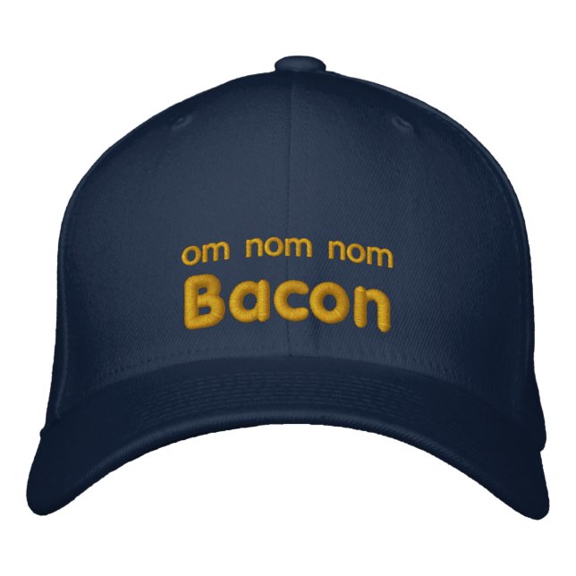 OM NOM NOM BACON Kärlek Broderad Keps (Framsida)