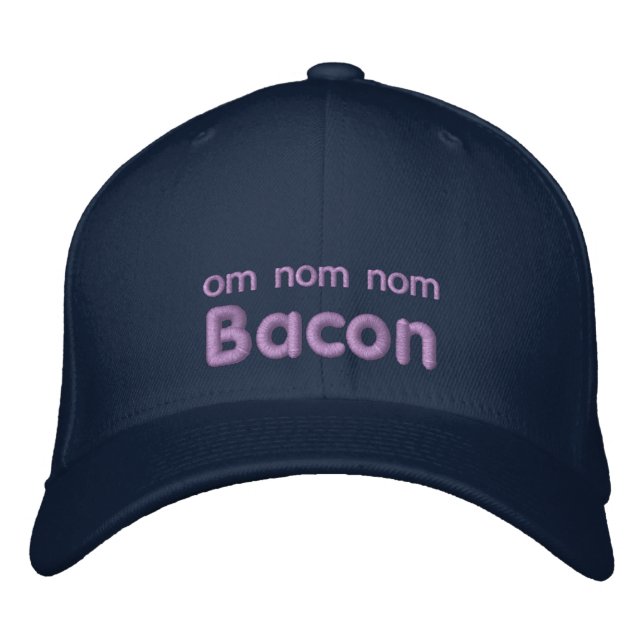 OM NOM NOM BACON Kärlek Broderad Keps (Framsida)