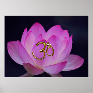 OM och lotusblommablomman Poster