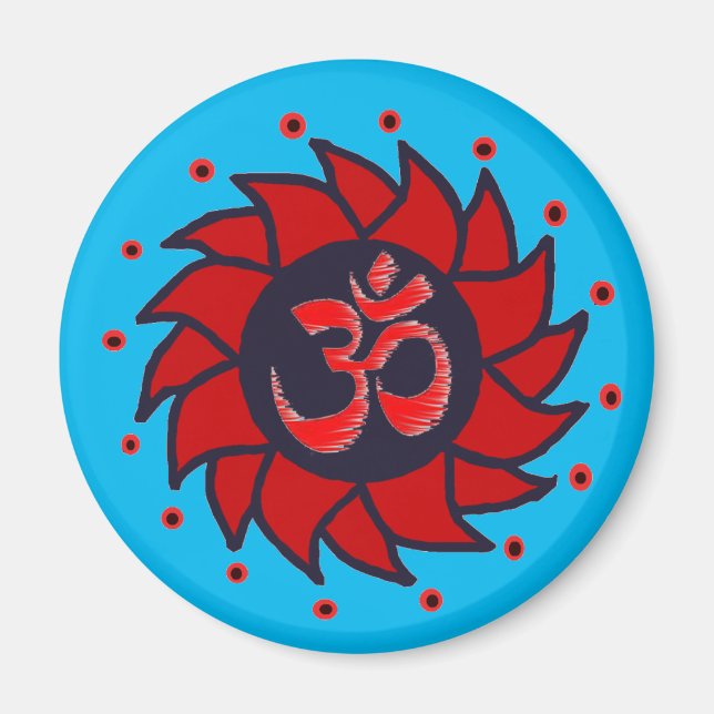 Om och Röd Pinjul - Yoga Magnets Magnet (Framsidan)