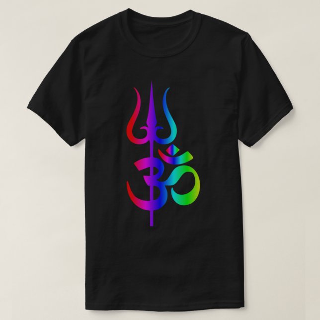 Om- och trishul hindu psychedelic-design t shirt (Design framsida)
