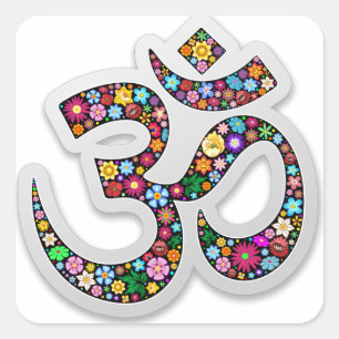 Om Ohm Aum Namaste Yoga Symbol Fyrkantigt Klistermärke
