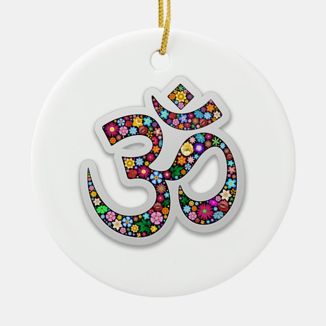 Om Ohm Aum Namaste Yoga Symbol Julgransprydnad Keramik (Framsidan)